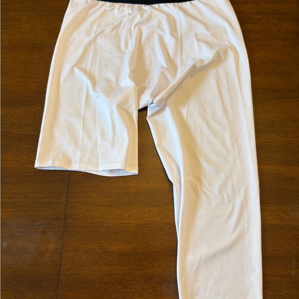 White & Black Athletic or 2 basketball leggings for boys youth Large